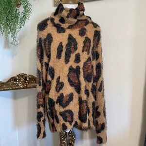 Show Me Your MuMu Fatima Leopard Turtleneck Sweater Size X-Small